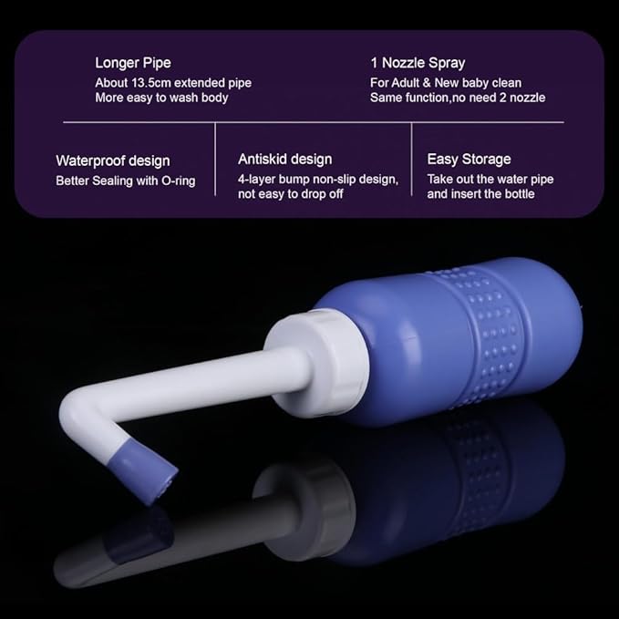 2PCS-Pack Portable Bidet 450ml Travel Bidets + Blue Backpacking Bidet,Peri Bottle for Postpartum and Perineal Care, Spray Bottle for Perineal Cleansing and Recovery