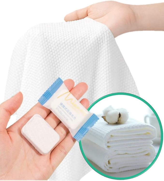 Premium Travel washcloth, Thicker Larger Compressed Towels (11.8“X 10.6”), Portable