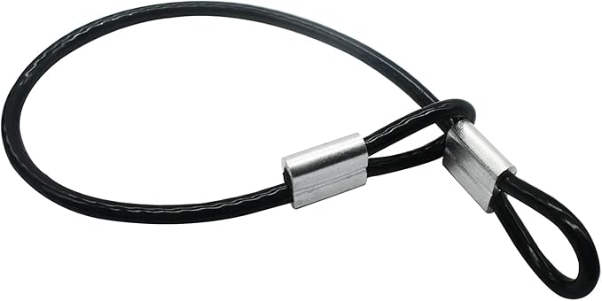 5 Pcs 4mm Wire 36 inch Vinyl Coated Stainless Steel Cable with Loops Short Wire Rope Lanyard Lock Security Chain Link for Outdoor Gates, Black(4mm x 36inch)