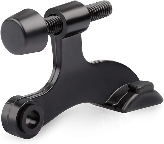 HOMOTEK 12 Pack Hinge Pin Black Door Stopper,Adjustable Deluxe Heavy Duty Door Stopper 2-1/2"x1-3/4”,with Black Rubber Bumper Tips