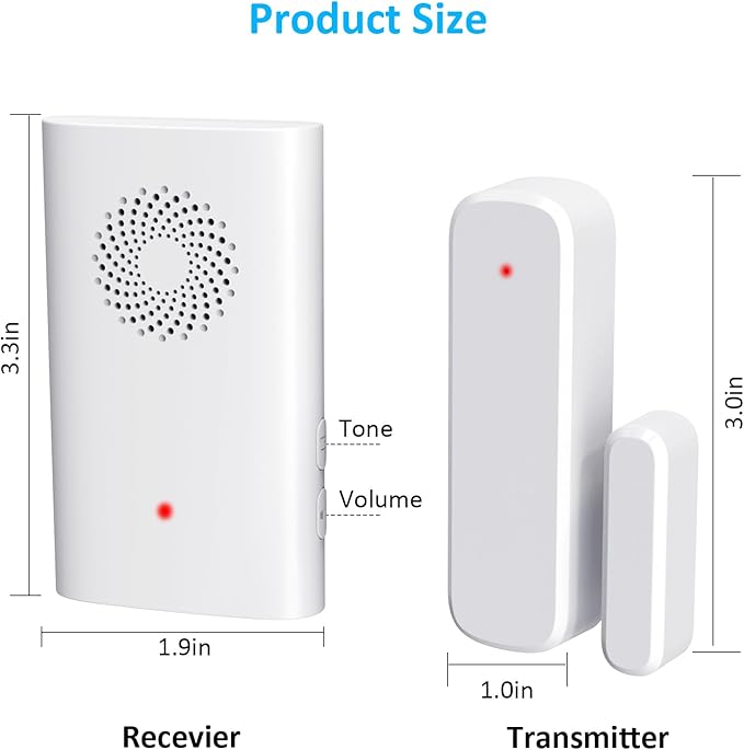 Wireless Door Chime for Business Entering, Door Open Alarm for Kid/Toddler Home Safety (500ft Range 51 Ringer) Door Dinger Buzzer Alert, 1 Receiver +2 Sensor