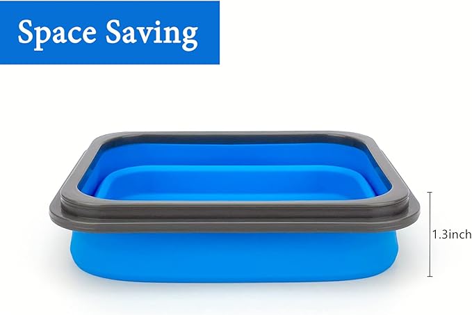 Small Silicone Collapsible Snacks Container with lid and 2 in 1 Spoon & Fork, Food Grade Silicone Bento Lunch Container, For Leftovers Meal Prep, Microwave/Freezer/Dishwasher Safe, 700ml