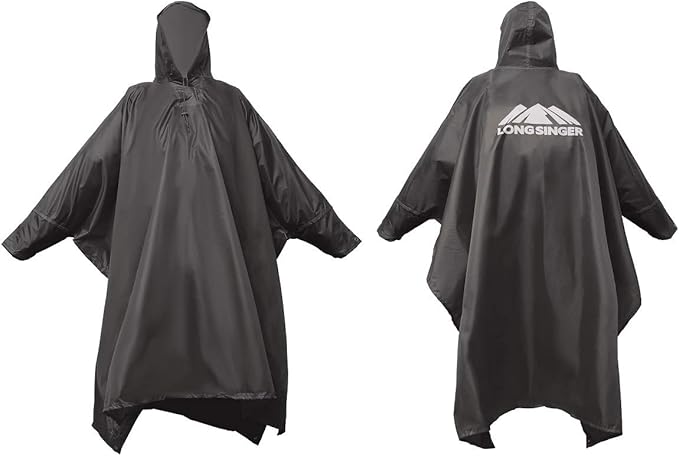 longsinger Rain Poncho for Adult, Waterproof Rain Poncho with Hood and Sleeve, Ideal for Hiking, Hunting, Camping