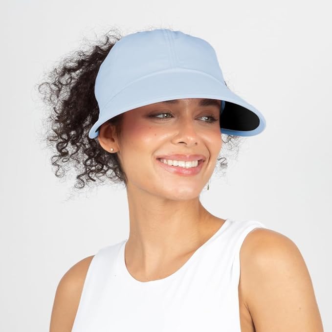 Ponyflo Sunblocker Wide Brim Hat - Oprah Awards Best Sun Hat - UV 50 Protection - Ponytail Sunhat for Women