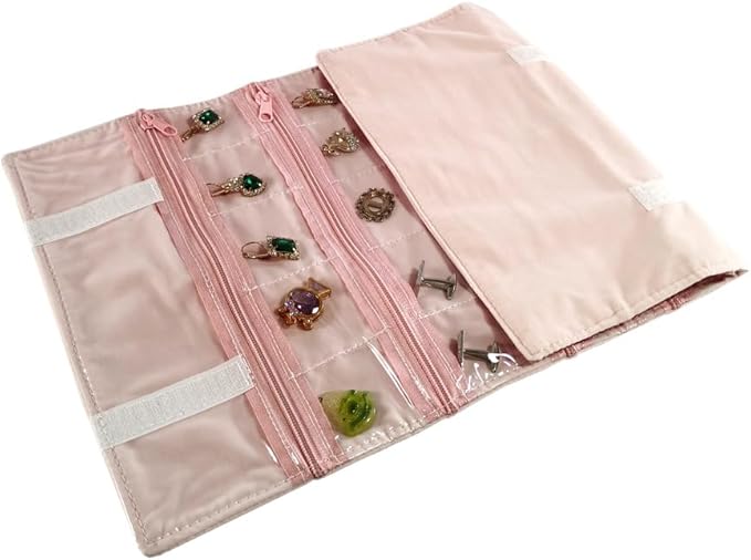 Travel Jewelry Roll Bag Portable Organizer Pouch With Grids&PVC Cover Storage Bags for Necklace, Bracelet, Bracelet,Ring, Badge, Pendant