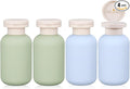 ASEVAT 3.4 oz/4 Pack Travel Bottles for Toiletries, Small Travel Shampoo and Conditioner Bottles, Refillable Containers Leak Proof, Plastic Squeeze Bottles with Flip Cap, green+blue