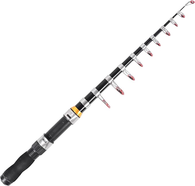 Telescopic Collapsible Extendable Fishing Rod for Saltwater and Freshwater, Lightweight and Compact Design