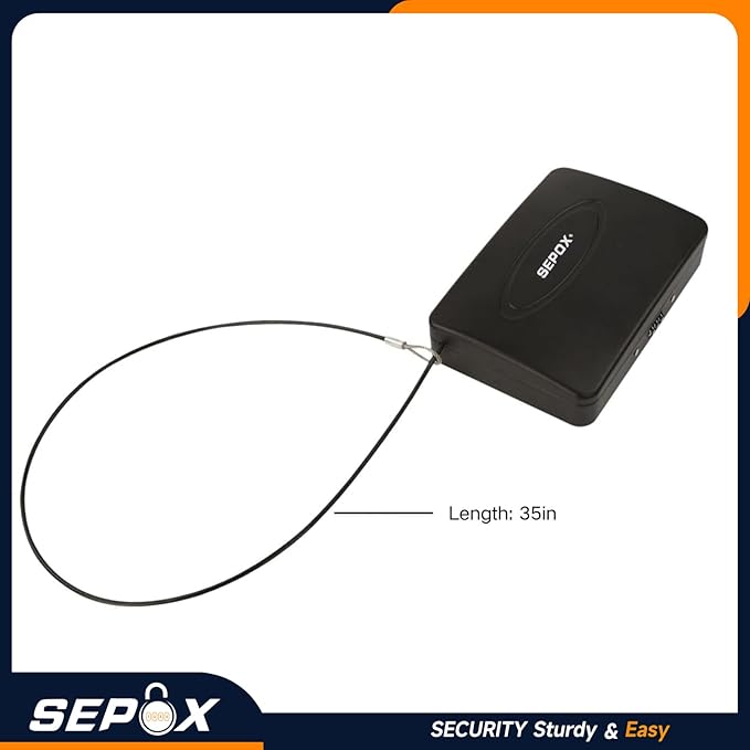 SEPOX® 2Pcs Water/Fire-Resistant Portable Security Case Lock Box Steel, Personal Travel Safe Storage Cabinet for Small Item, 3-Ft Cable, Ressetable Combination Lock for Dorm, Car, Sports, Office