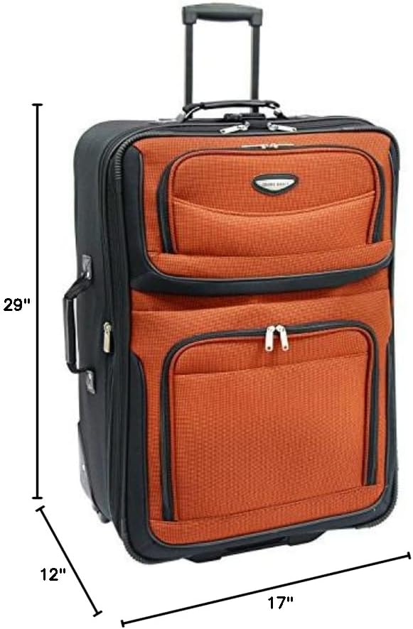 Travel Select Amsterdam 29-Inch Softside Expandable Rolling Upright Luggage, Lightweight 2-Wheel Check-In Suitcase with Push-Button Handle, Orange