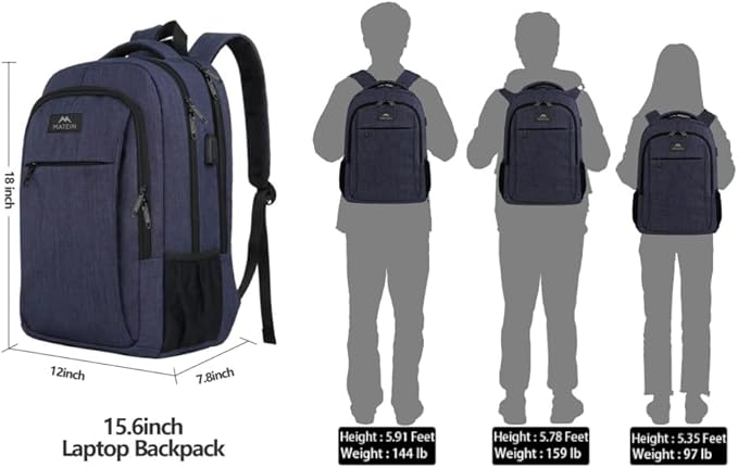 MATEIN Laptop Backpack,Slim Travel Backpack with Laptop Compartment for Men Women,College Daypack Gift Computer Bag fits 15.6 Inch Notebook, Blue