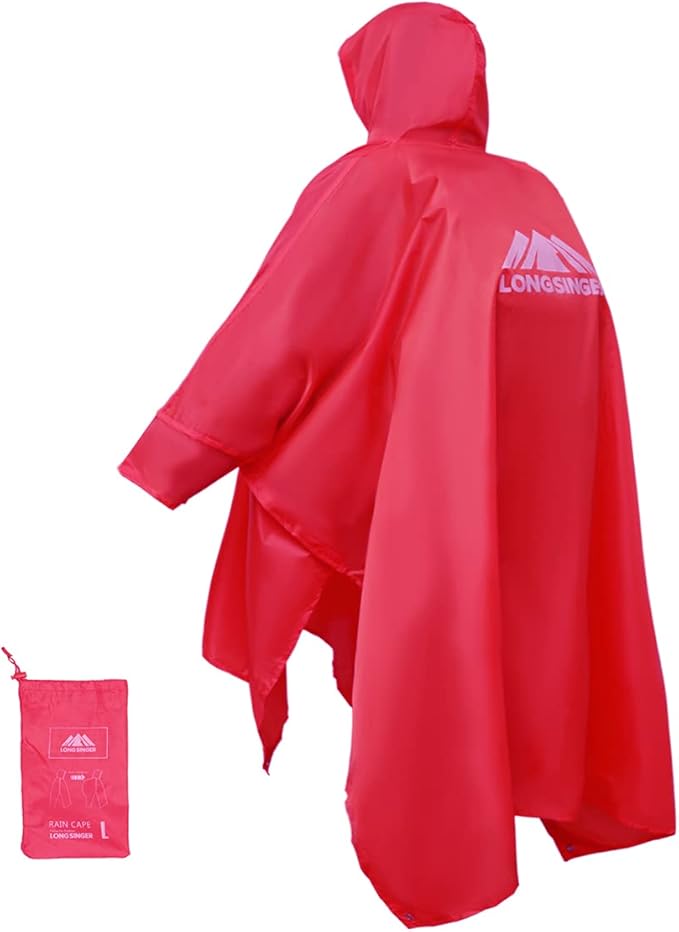 longsinger Rain Poncho for Adult, Waterproof Rain Poncho with Hood and Sleeve, Ideal for Hiking, Hunting, Camping