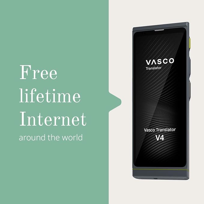 Vasco V4 Language Translator Device | 112 Languages | Free Lifetime Internet in Almost 200 Countries | Stone Gray