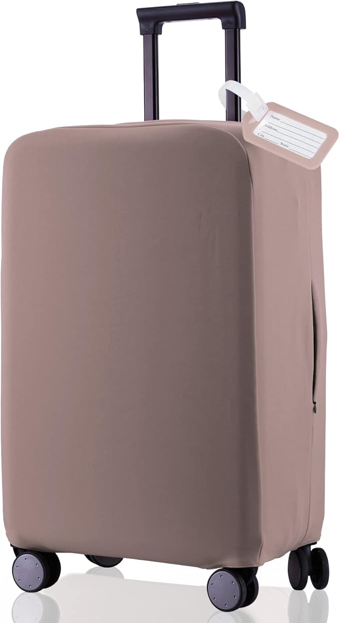 Travel Luggage Cover Suitcase Protector Scratch-Resistant Fit 19-31 Inch Suitcase, Not Included Suitcase (Khaki, M(24-25 inch))