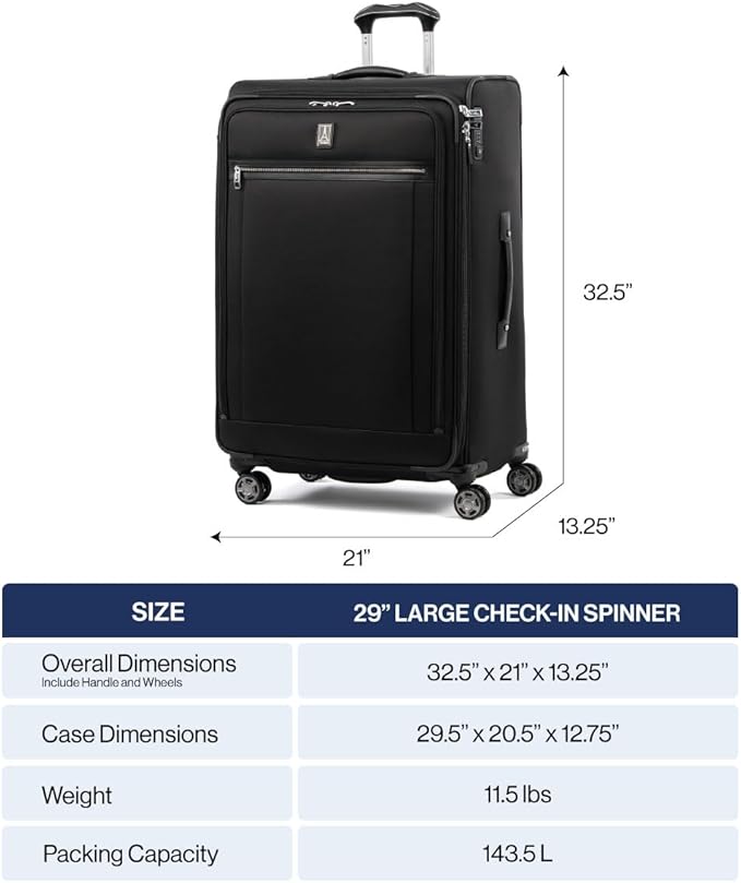 Travelpro Platinum Elite Softside Expandable Checked Luggage, 8 Wheel Spinner Large Suitcase, TSA Lock, Men and Women, Metallic Sand, Checked Large 29-Inch