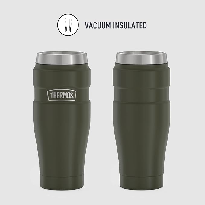 THERMOS Stainless King Vacuum-Insulated Travel Tumbler, 16 Ounce, Army Green (Pack of 4)