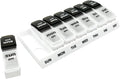 EZY DOSE Weekly (7-Day) Daily AM/PM Pill Case, Medicine Planner, Vitamin Organizer, Supplement Container, Large Pop-Out Compartments, Designed for Travel 2 Times a Day, Black and White Lids