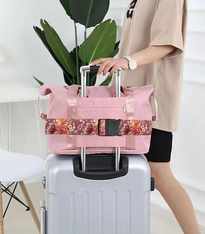 Luggage Straps for Suitcases Travel Belt Accessories, Cute Suitcase Strap, Adjustable Luggage Belt Strap, Heavy Duty with Quick-Release Buckle Luggage Strap Luxury Red Flowers