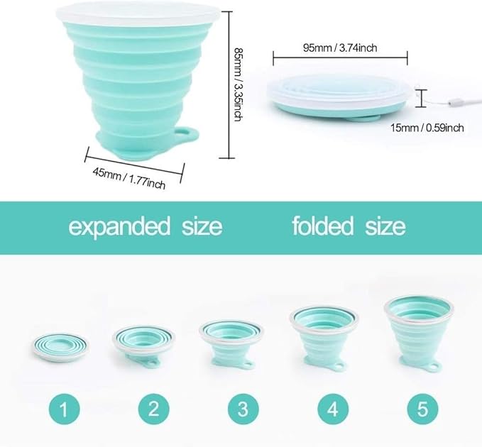 IYYI Collapsible Cups for Traveling, Silicone Collapsible Cups, Camping Mugs, Foldable Cup, Folding Cup for Camping, Hiking, Outdoors, Travel (Gray-Green)