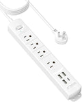 TROND Surge Protector Power Strip with USB, Ultra Thin Flat Plug 15ft Long Extension Cord 1625W, 3 USB A & 1 Type C, 4 AC Outlets 1440J Surge Protection for Wall Mount for Home Office Dorm Room, White