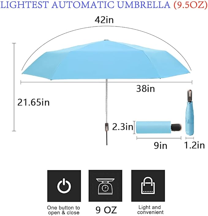 Goothdurs Mini Travel Compact Automatic Umbrella Small Lightweight Folding Rain Windproof Auto Open/Close Purse Umbrellas for Women Men