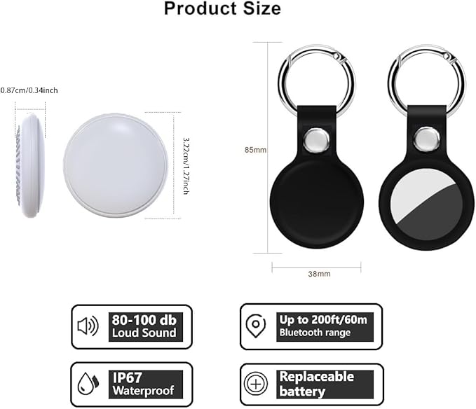 Key Finder, Bluetooth Tracker Tag, Works with Find My (iOS Only),Sound Location, Key Locator Tracker for Luggage, Suitcase, Wallet, Pet, Kid 4 Pack