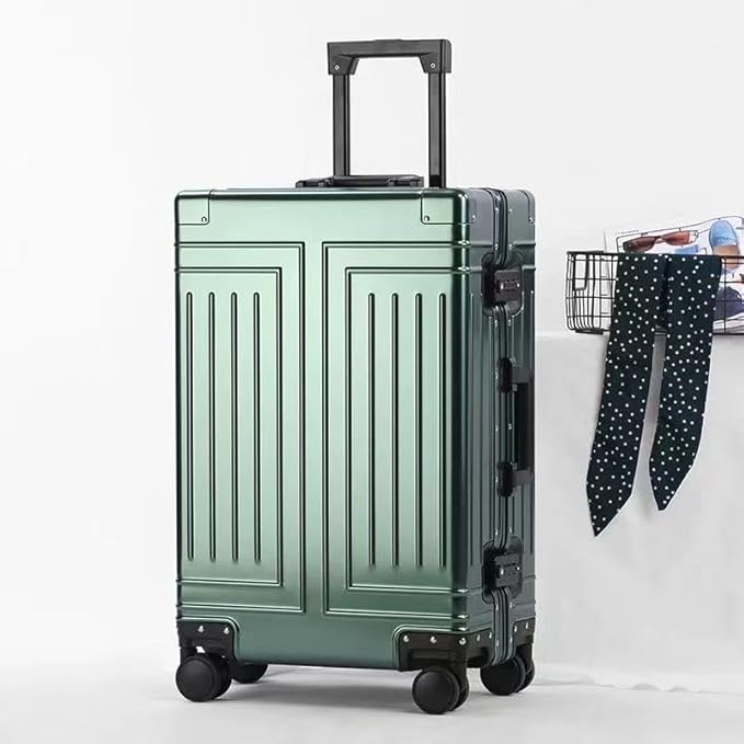 All Aluminum Magnesium Carry On Luggage，Cut from Whole Aluminum Sheet，22x14x9 Airline Approved ，（3rd Generation，Premium Magnesium Metal zipperless suitcase ） (green, 28inch)