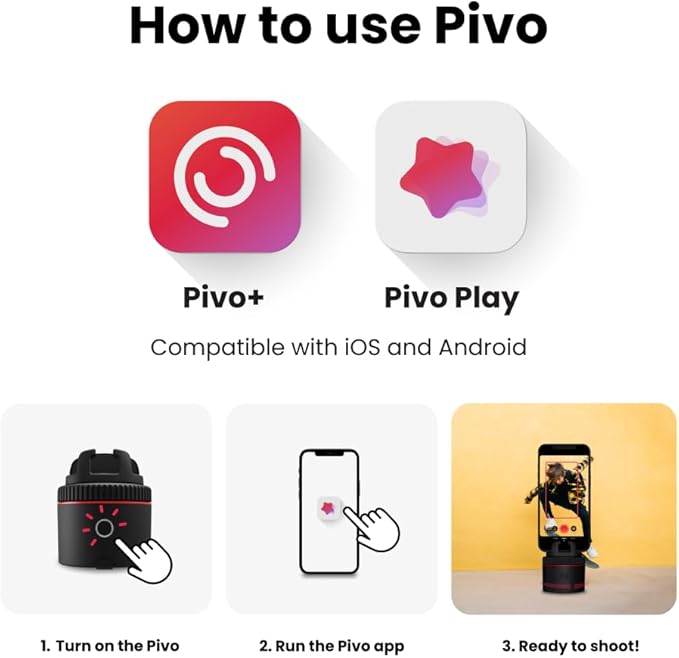 Pivo Pod Classic Auto Face Tracking Phone Holder, 360° Rotation, Content Creator Essentials for Fitness Tracker with Remote Control, Smart Mount, Travel Case, and Tripod