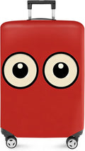 ANNA QUEEN Funny Cartoon Eyes Luggage Cover, Red Suitcase Protector with Cute Big Eyes Design, Travel Suitcase Cover for 28-30 Inch Luggage, Stretchable & Washable Spandex Travel Accessories