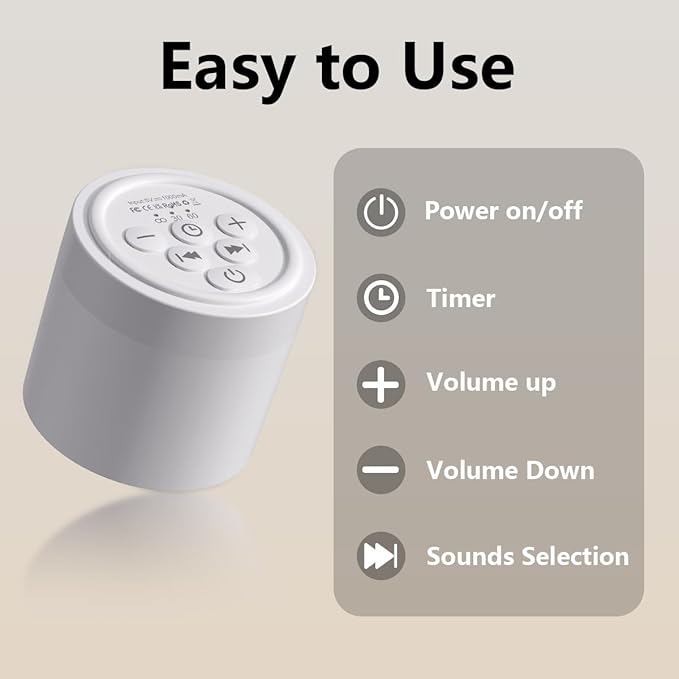 Portable Baby Sound Machine Mini White Noise Machine with 30 Soothing Sounds for Newborn Kids Adults Rechargeable Sleep Brown Noise Machine 4 Timers Memory Function for Travel Camping Home Office