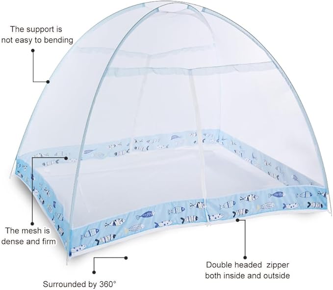 Pop-Up Mosquito Net Tent for Beds, Portable Folding Design with Net Bottom Bedroom and Outdoor Trip for Baby Adults, Easy to Install and Wash for Twin to King Size Bed 79 x71x59 inch (A)