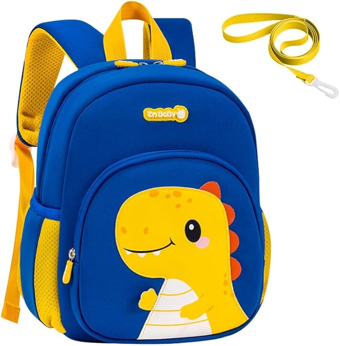 Padgene Toddler Harness Backpacks Safety Leash Kids Anti Lost Kindergarten Preschool Backpack Neoprene Lightweight Animal Schoolbag 3D Cartoon Dinasour Mini Travel Bag for Boys Girls Ages 3-5