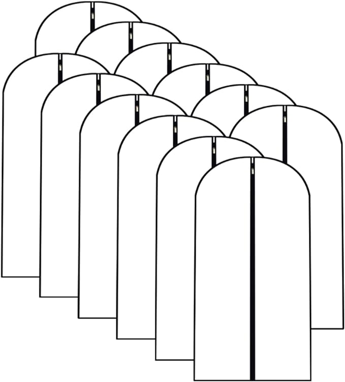 Garment Bags for Hanging Clothes 12 PCS Transparent Waterproof Dustproof Storage for Wardrobe Storage Suit Covers for Closet Clear Reuse Full Zipper for Costumes Suits Coats 24''x48''