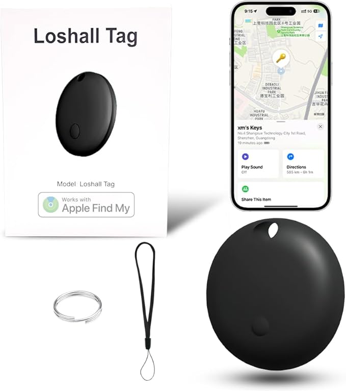 Air Tracker Tag, Smart Tracker Item Finders Compatible with Apple Find My, Bluetooth Smart Air Tag Key Finder Item Locator Worldwide Tracking for Pet Wallet Backpack Luggage, Black (iOS Only)