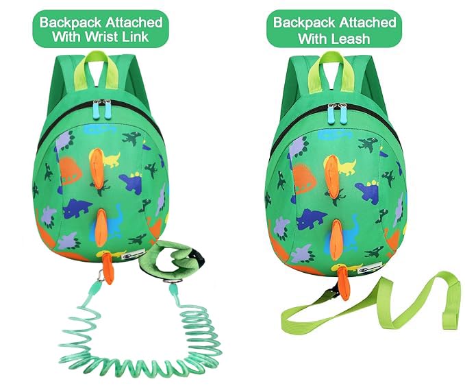 DB Toddler Mini Dinosaur Backpack with Child Leash, Anti Lost Wrist Link for Kids, Safety Harness Back Pack for Baby Boy Girl