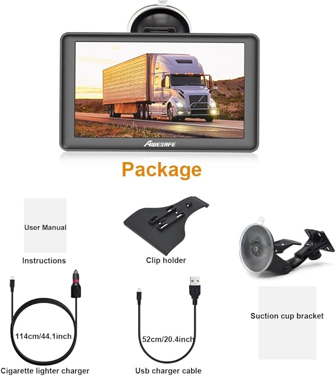 GPS Navigator for Car 7 inch Touch Screen Voice Prompts Turn Direction Speed Limit Warning Free Update Map