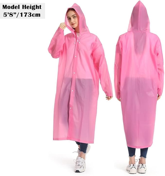 Opret 2 Pack Raincoats for Adults Reusable, EVA Rain Ponchos Lightweight Rain Coat Waterproof Rain Gear for Men and Women