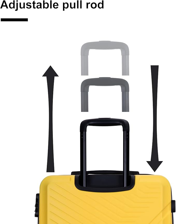 Campfun 3 Piece Luggage Sets, Hardshell ABS Luggage with TSA Lock, Carry On Suitcase Sets Lightweight Durable with 2 Hooks & Spinner Wheels, 20in/24in/28in - Yellow(C)