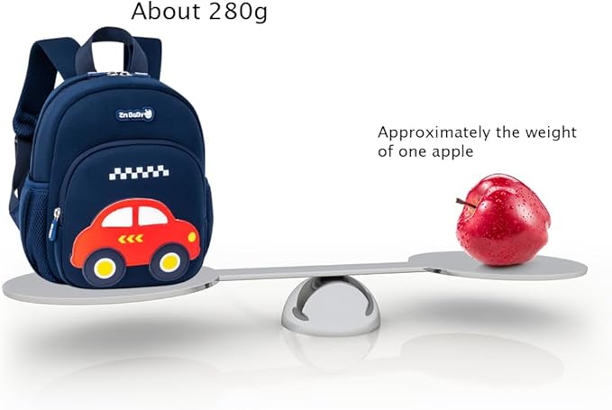 Padgene Toddler Harness Backpacks Safety Leash Kids Anti Lost Kindergarten Preschool Backpack Neoprene Lightweight Animal Schoolbag 3D Cartoon Car Mini Travel Bag for Boys Girls Ages 3-5