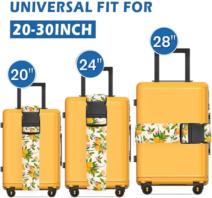 Luggage Straps for Suitcases Travel Belt Accessories, Cute Suitcase Strap, Adjustable Luggage Belt Strap, Heavy Duty with Quick-Release Buckle Luggage Strap Cute Orange