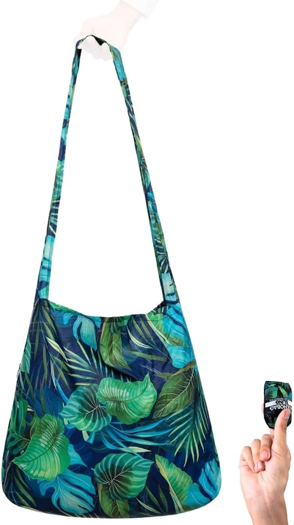 Nanobag Ultra-Lightweight Foldable Sling for Women & Men, Reusable Grocery & Travel Bag, Packable Collapsible Compact Market Crossbody (Sling Forest)