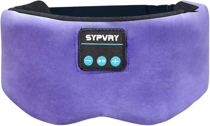 Bluetooth Sleep Mask Wireless Headphones Bluetooth Eye Mask for Side Sleepers SYPVRY Blackout Eye Mask with Headphones Speaker for Airplane,Travel, Purple