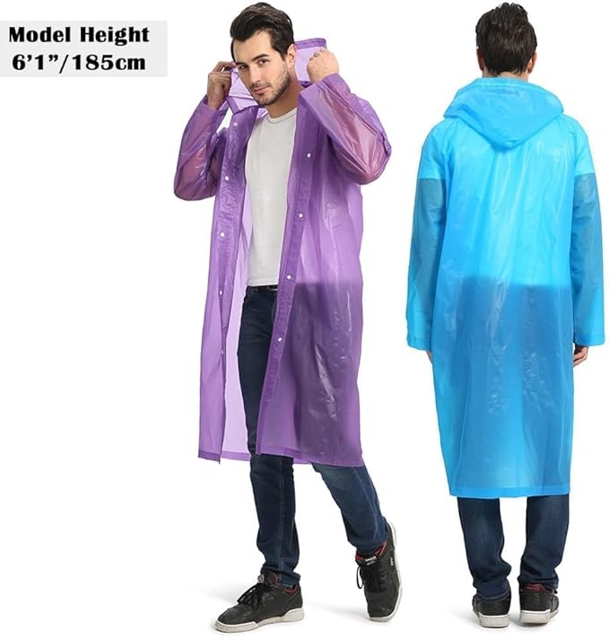 Opret 2 Pack Raincoats for Adults Reusable, EVA Rain Ponchos Lightweight Rain Coat Waterproof Rain Gear for Men and Women