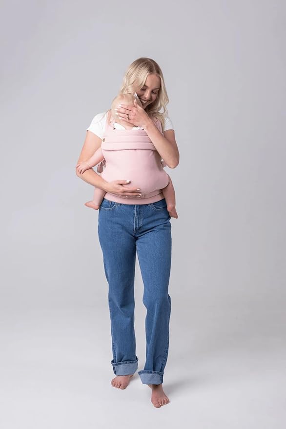 Mabē Monarch Ergonomic Baby Carrier – Premium Cotton Soft Structured Newborn to Toddler Carrier with Hip-Healthy Design, 3 Carry Positions (7-35lbs), Lightweight & Breathable, (Blush Dawn)