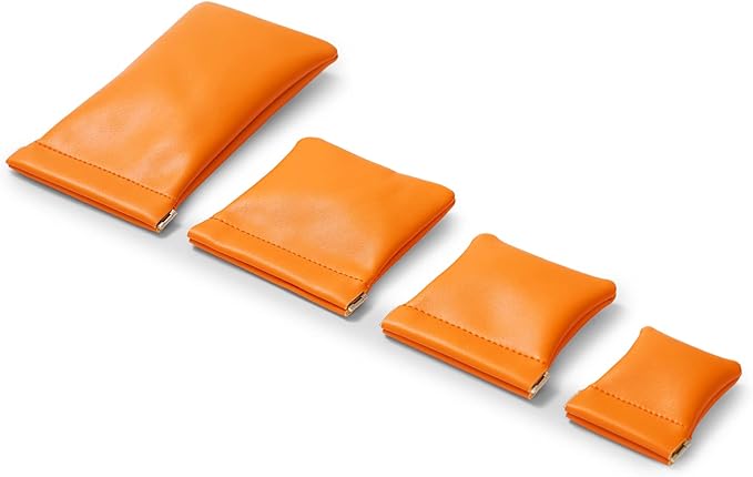 2 Pack PU Leather Slim Engagement Wedding Ring Pouch Leather Jewelry Pouch Christmas,Wedding Party Favor Gift Bag(Orange)