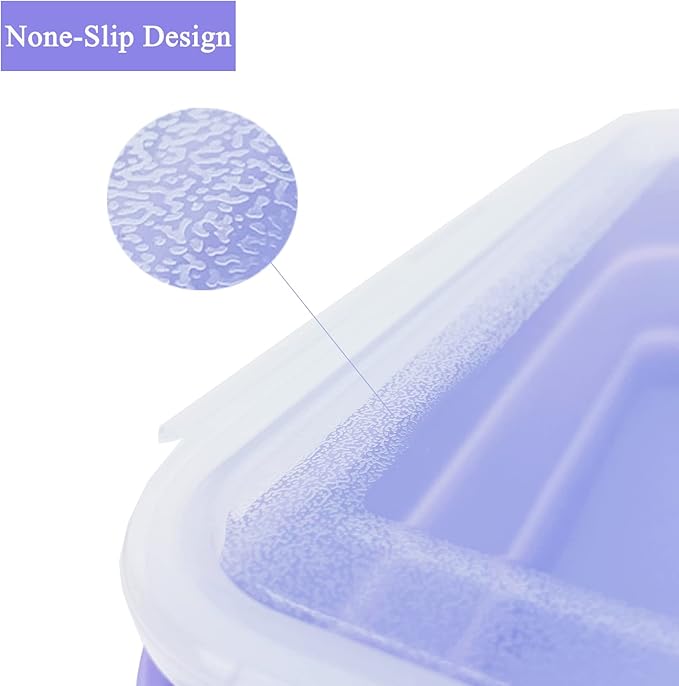 Purple Collapsible Sandwich Container, Silicone Lunch Container Bento Box with Plastic Lid, Microwave Safe, Camping Bowl For Meal Prep, Travel and Hiking, 40oz/1200ML