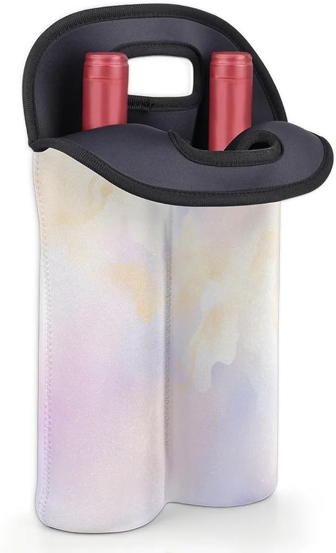 Wine Carrier Tote Personalized Bag for 2 Bottles - Neoprene Wine Bottle Holder with Carry Handle, Wine Protective Bag Insulated Bag Beer Cans Water Bottle Holder for Travel Picnic,Style6