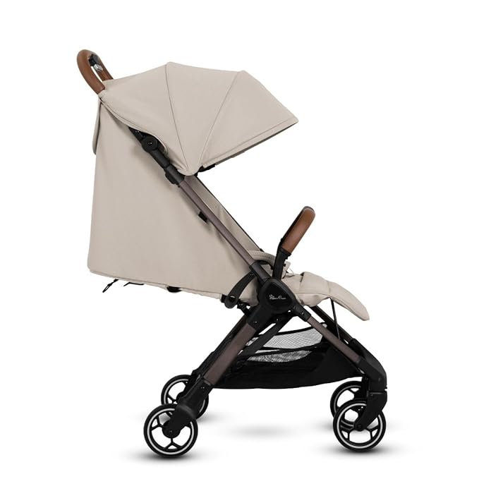 Silver Cross Clic Compact Stroller – Lightweight Travel Stroller for Newborn to Toddler (Birth to 55 lbs), One-Hand Fold, Lie-Flat Seat, Airplane Cabin Approved, UPF50+ Canopy (Latte)