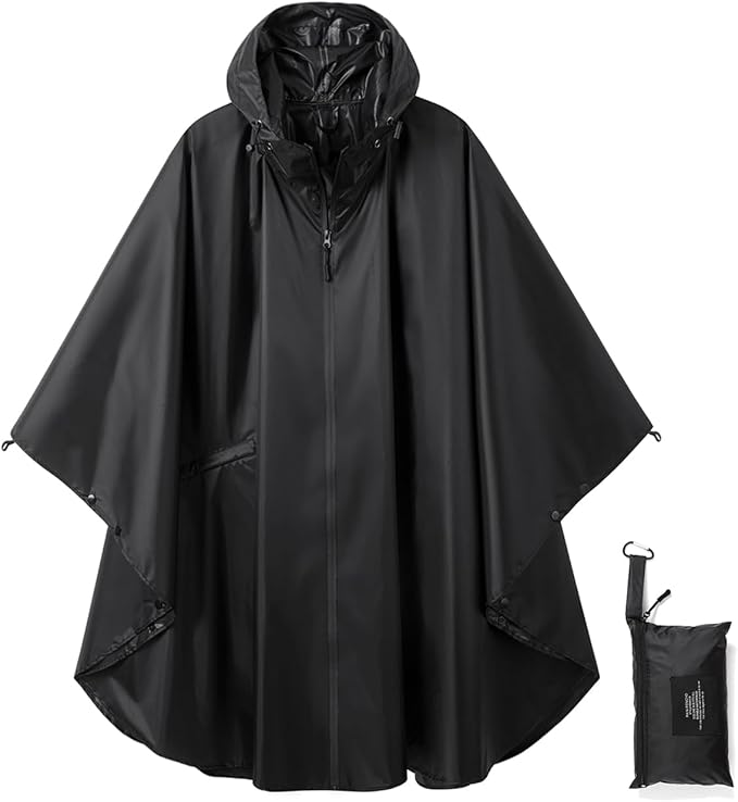 Rain Poncho Jacket Coat Hooded Zipper Style for Women/Men/Adult with Pocket
