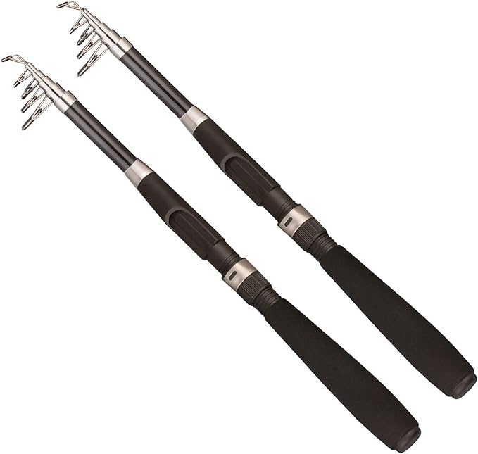 Fishing Pole Combo Set,2.1m/6.89ft 2PCS Collapsible Rods 2PCS Spinning Reels Lures Set Carrier Bag Carbon Fiber Telescopic Fishing Rods Sea Saltwater Freshwater Kit Fishing Rod Reel Combos