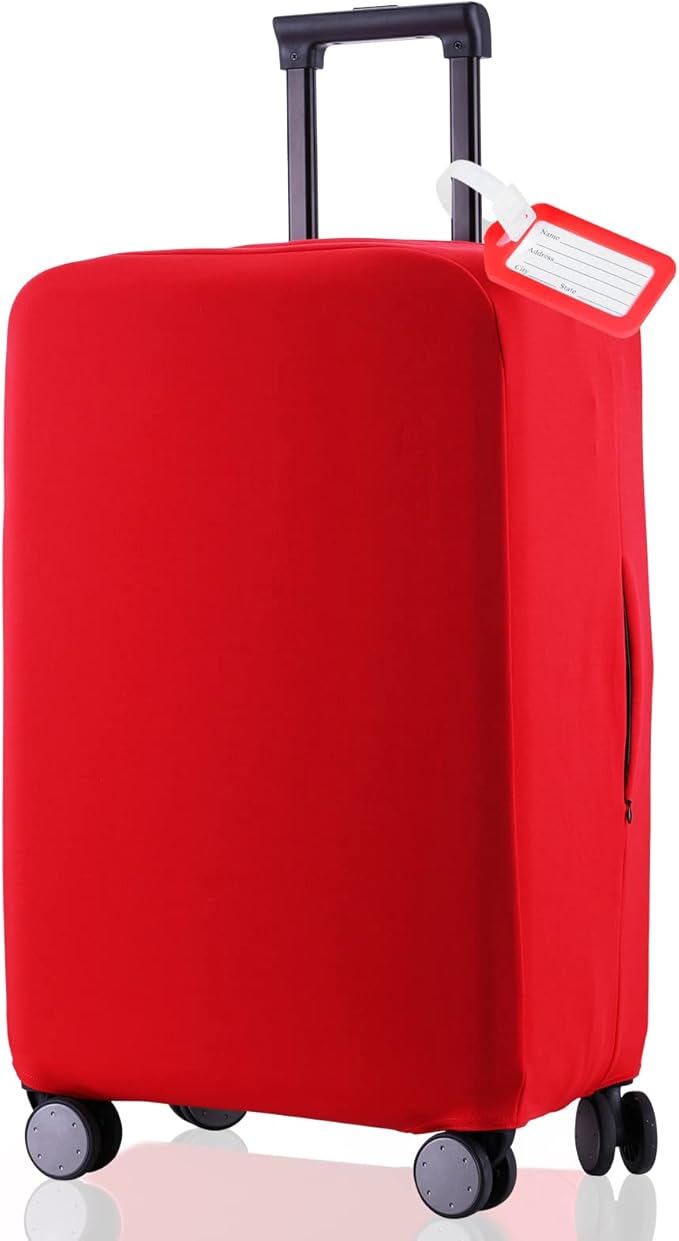 Travel Luggage Cover Suitcase Protector Scratch-Resistant Fit 19-31 Inch Suitcase, Not Included Suitcase (Red, M(24-25 inch))